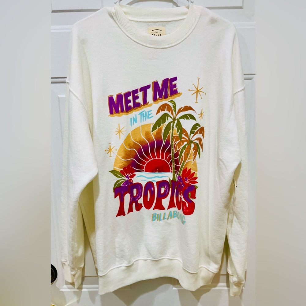 Billabong White Sweatshirt with Colorful Graphic